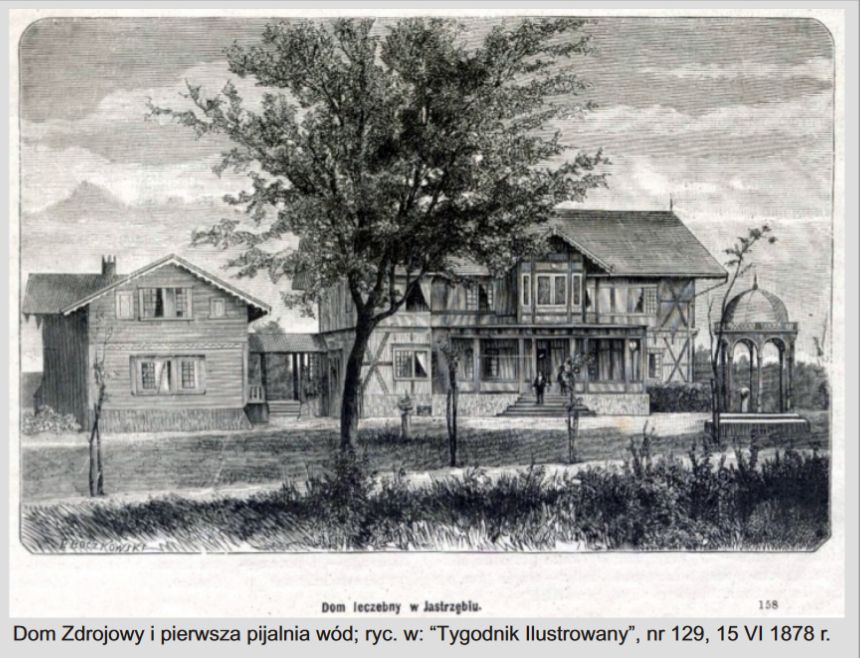 Pocztówka ze zbiorów GHM przedstawiająca dawny budynek Domu Zdrojowego