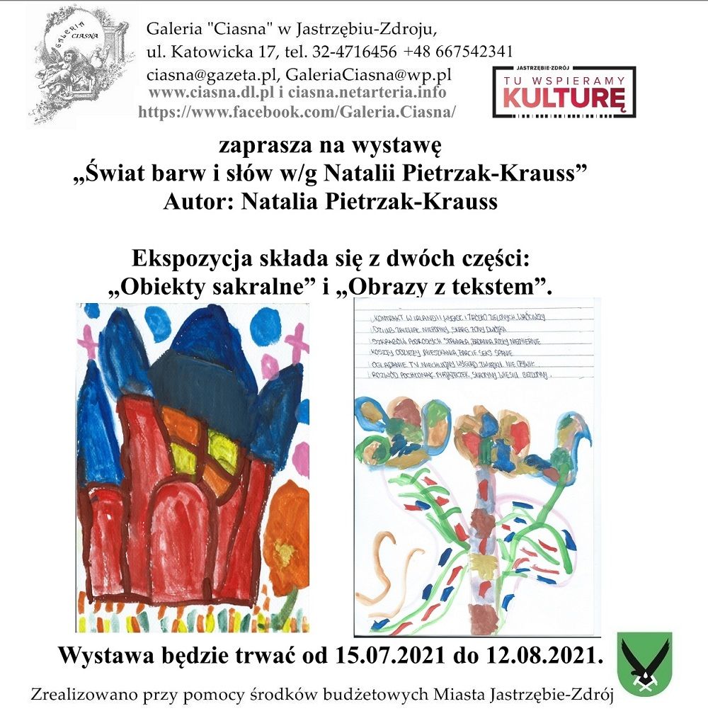plakat wystawy "Świat barw i słów według Natalii Pietrzak-Krauss"