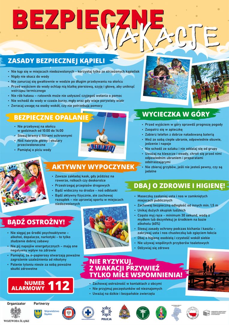 plakat bezpieczne wakacje