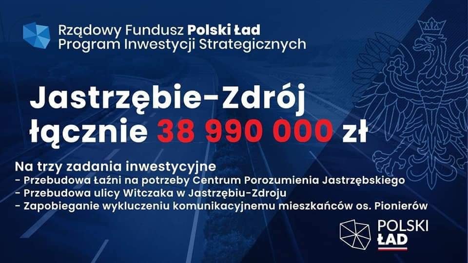 grafika polski ład, jastrzębie-zdrój łącznie 38990000 zł na trzy zadania inwestycyjne