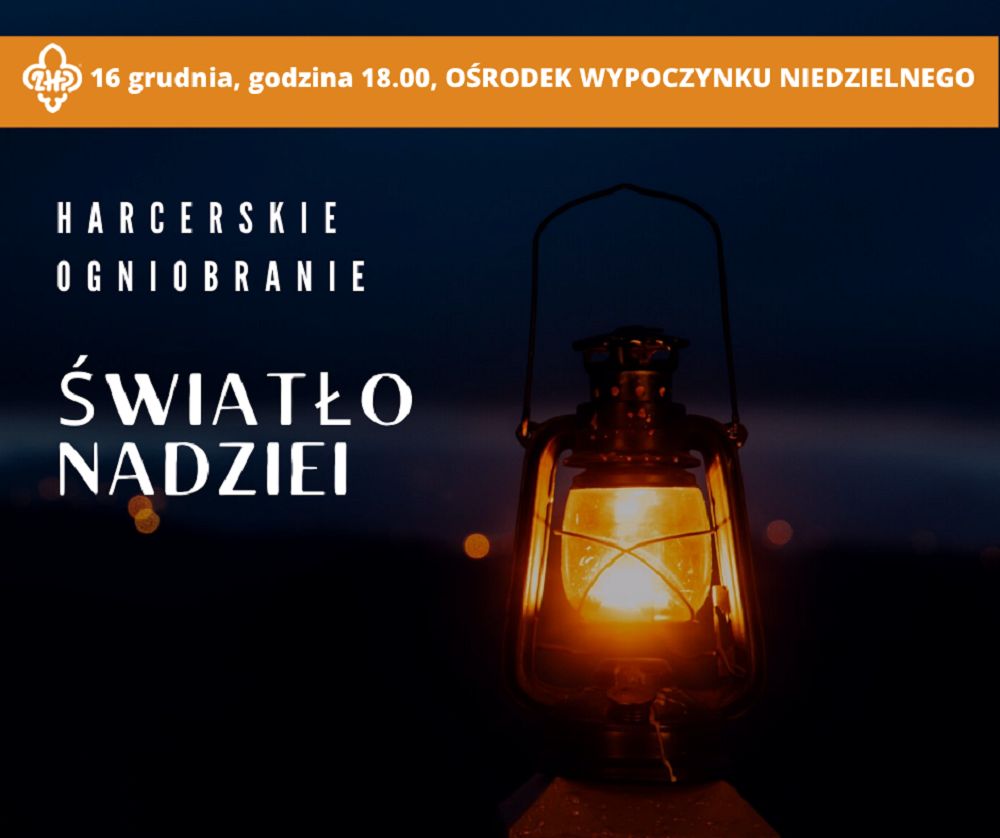 plakat harcerskiego ogniobrania "światło nadziei"