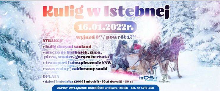 Plakat z napisem Kulig w Istebnej