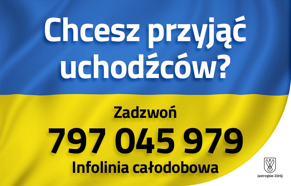 Baner z napisem Chcesz przyjać uchodźców? i numerem infolinii