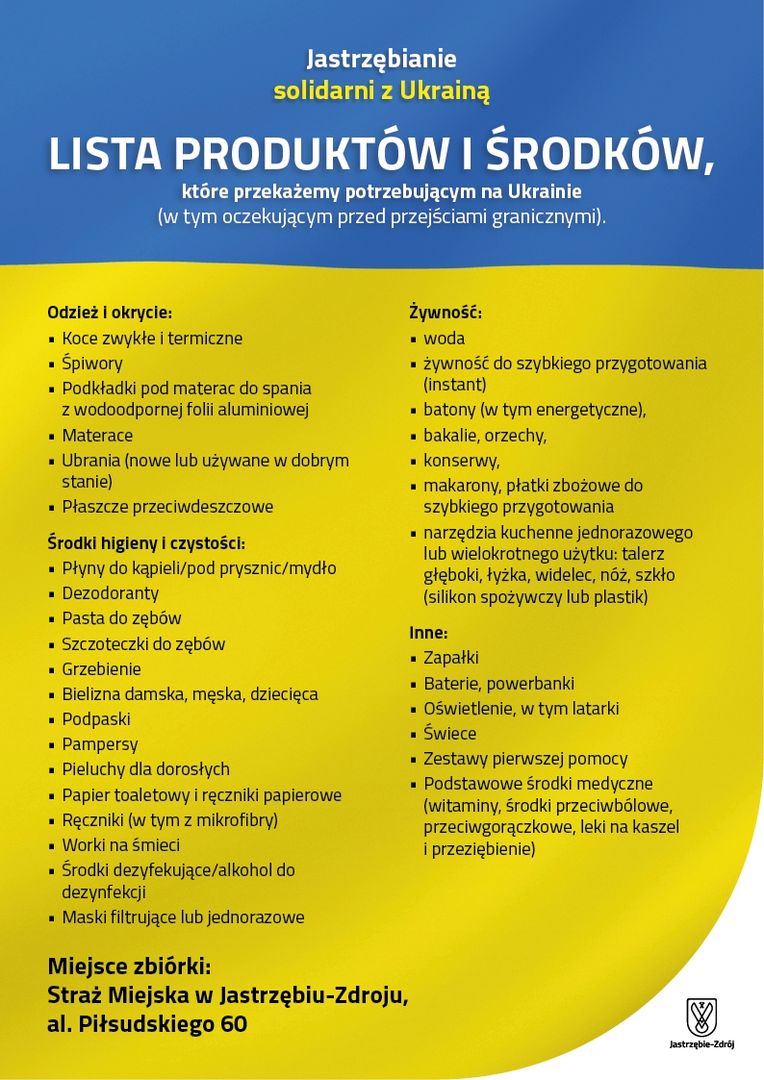 Infografika z listą produktów - jak w wiadomości