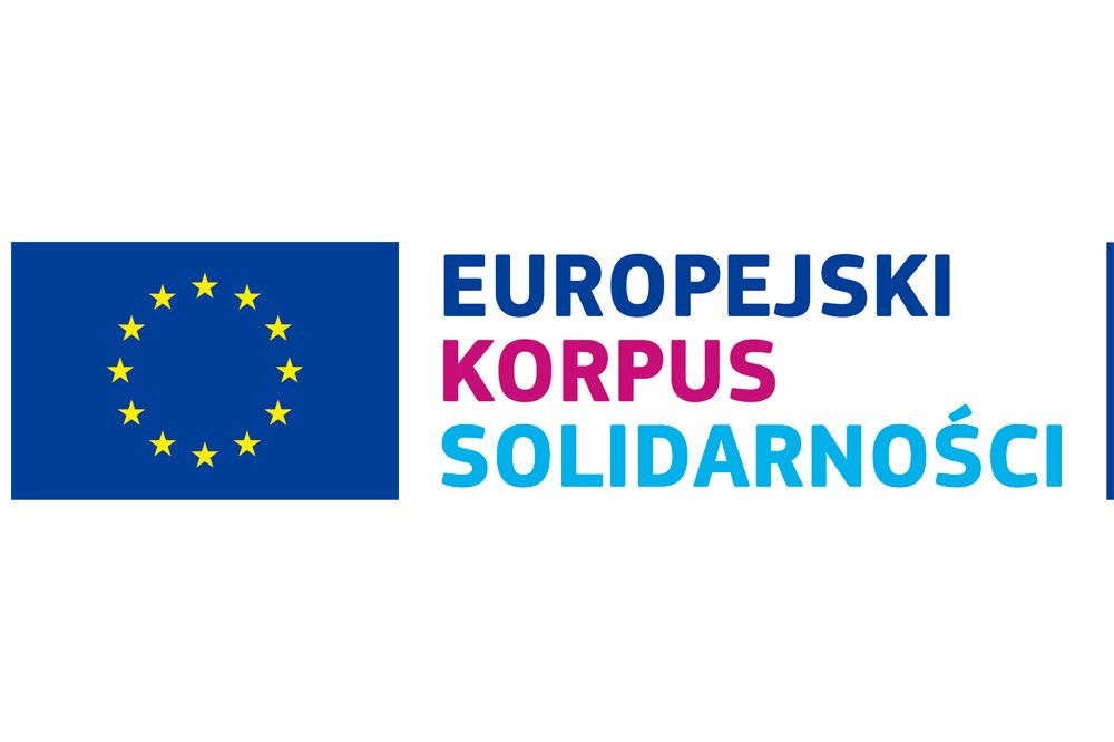 Flaga UE i napis Europejski Korpus Solidarności.