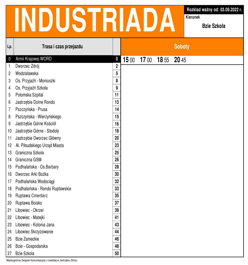 Rozkład jazdy.