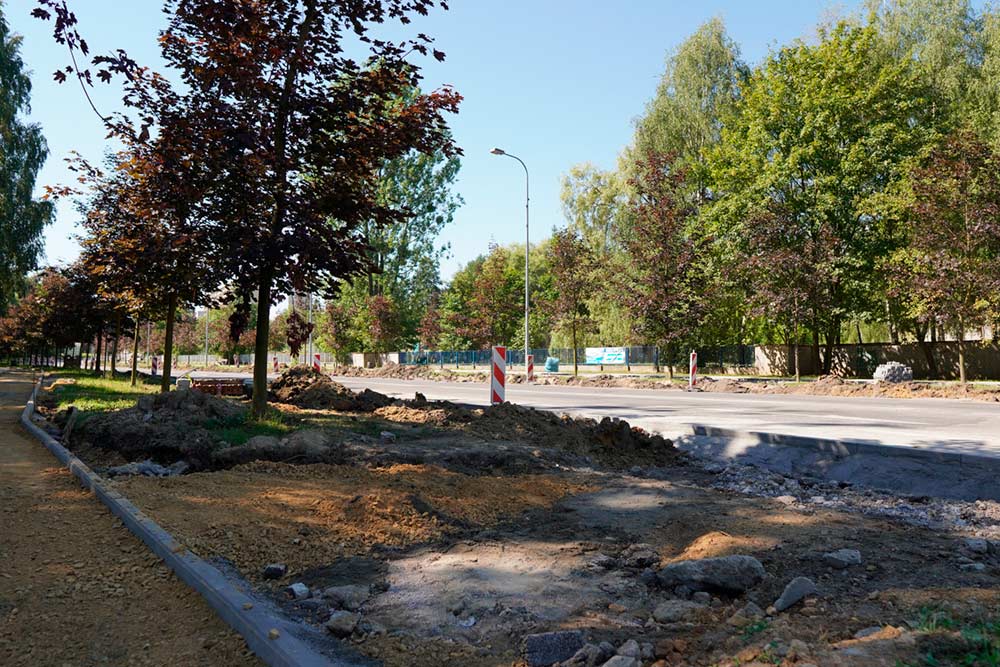 Widok na trwające prace wzdłuż ul. Warszawskiej.