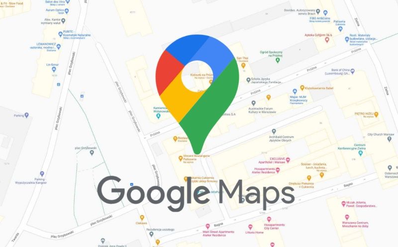 Zdjęcie przedstawia aplikację Google Maps.