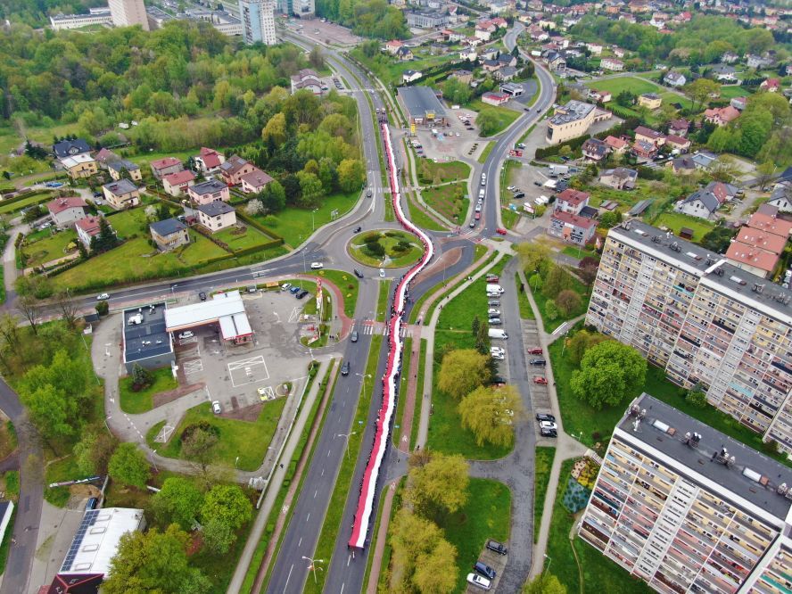 Zdjęcie przedstawia marsz w Dniu Flagi.