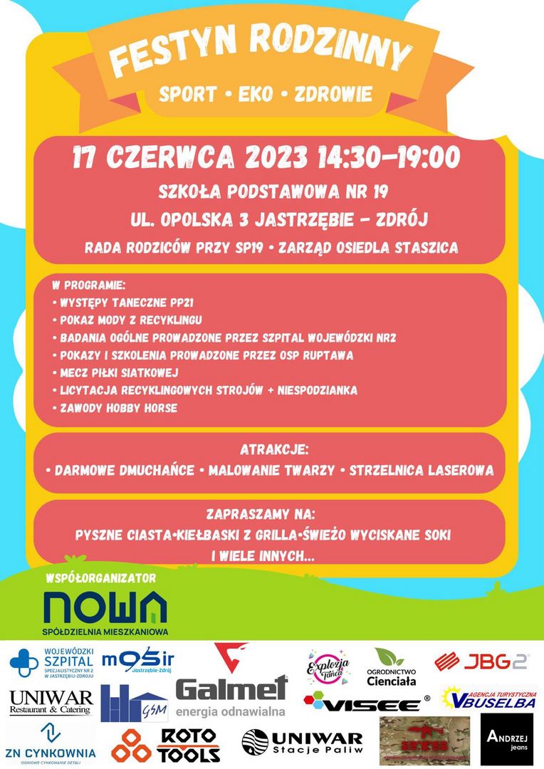 plakat z informacjami o festynie 
