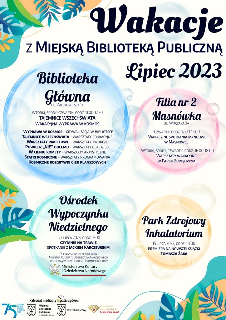 wakacje z biblioteką plakat 