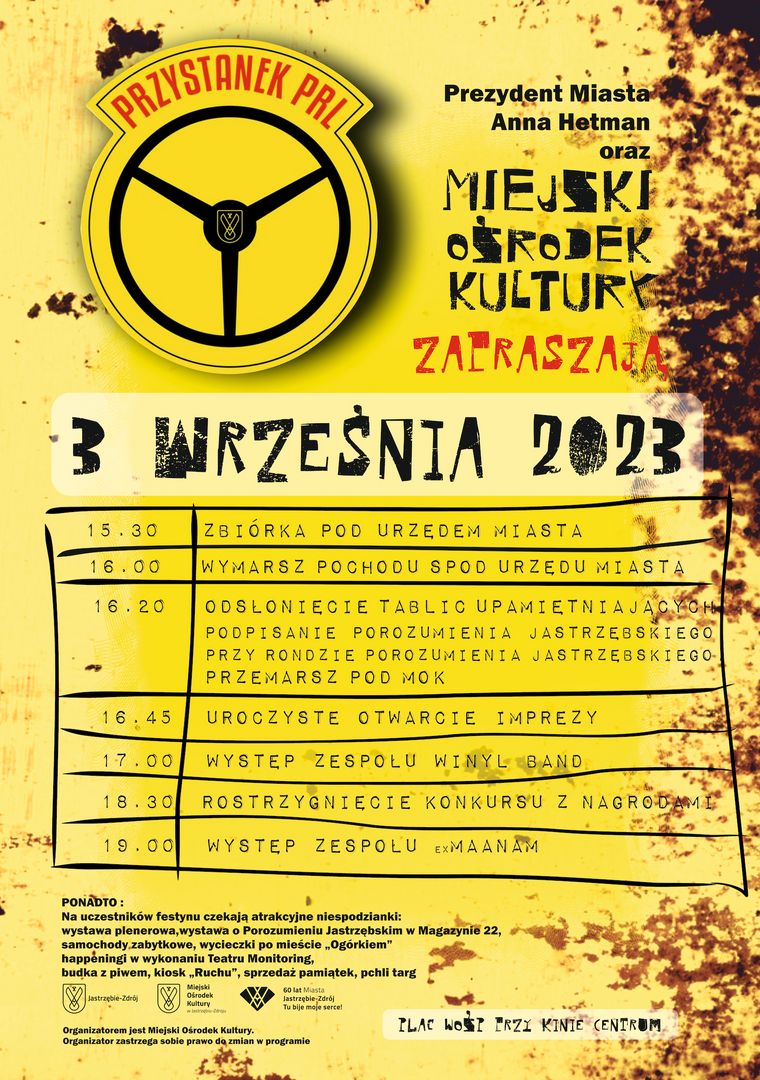Zdjęcie przedstawia plakat Przystanku PRL.