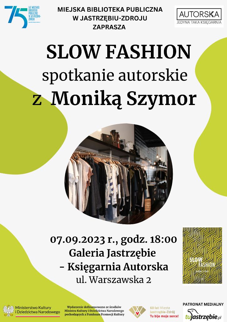 Zdjęcie przedstawia plakat promujący spotkanie autorskie.