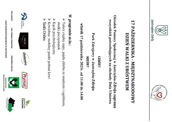 Zdjęcie przedstawia plakat zapowiadający obchody Międzynarodowego Dnia Walki z Ubóstwem.