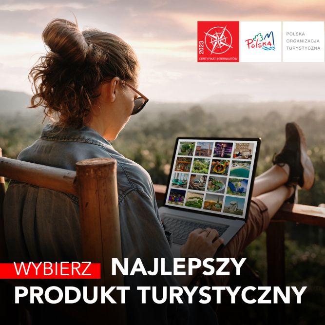 Zdjęcie przedstawia plakat zapowiadający konkurs na Najlepszy Produkt Turystyczny.