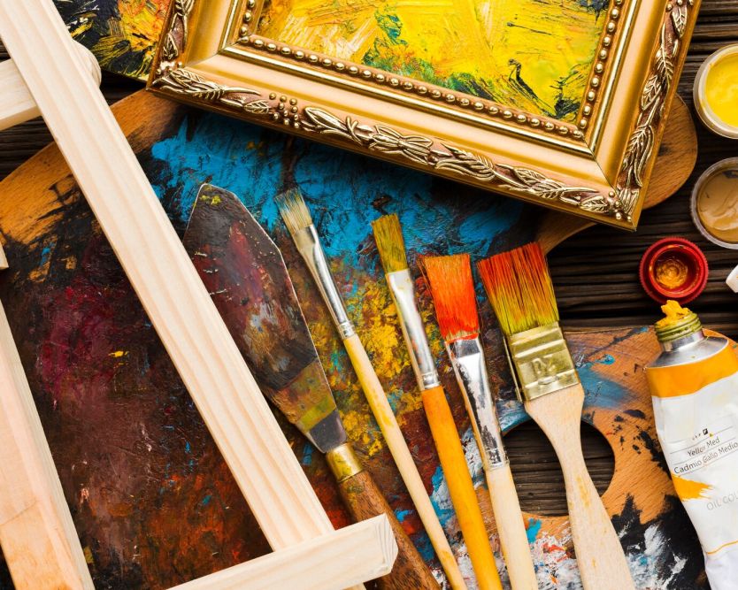 Zdjęcie poglądowe przedstawia farby malarskie.