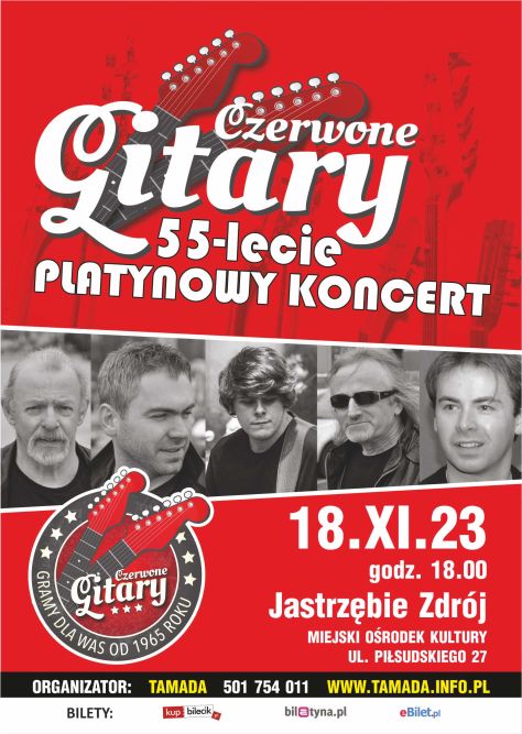 Zdjęcie przedstawia plakat zapowiadający koncert Czerwonych Gitar.