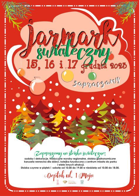 Zdjęcie przedstawia plakat zapowiadający Jarmark Bożonarodzeniowy w Jastrzębiu-Zdroju.