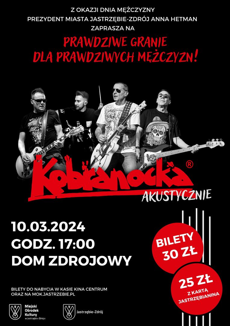 Zdjęcie przedstawia plakat zapowiadający koncert zespołu Kobranocka.