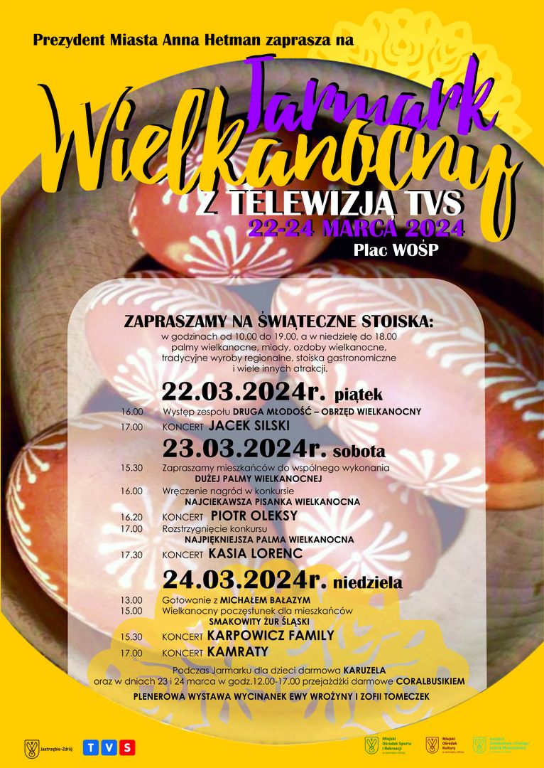 Zdjęcie przedstawia plakat zapowiadający Jarmark Wielkanocny