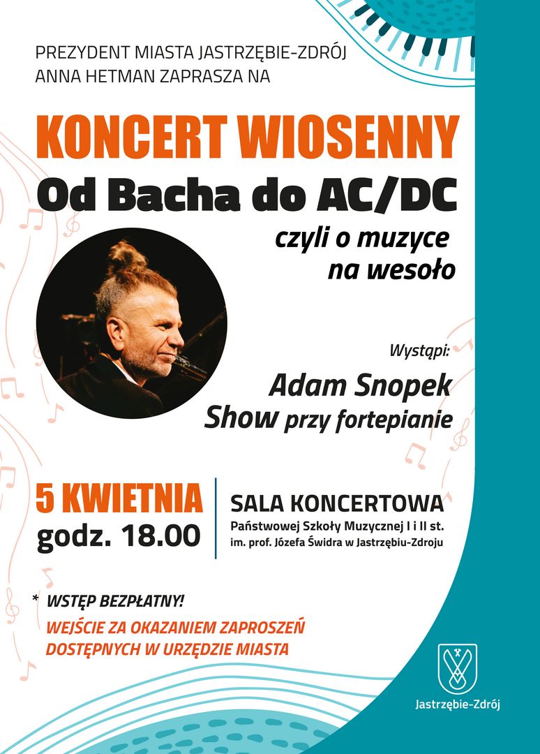 Zdjęcie przedstawia plakat zapowiadający koncert wiosenny w sali koncertowej PSM.