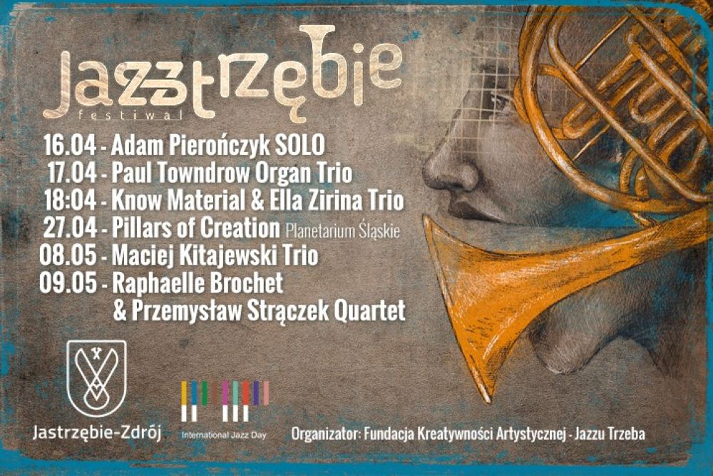 Grafika przedstawia informacje o koncertach w ramach Festwialu Jazztrzębie