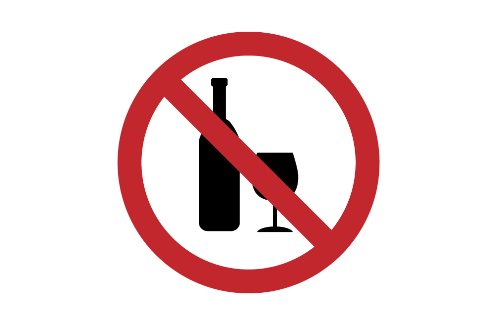 Grafika przedstawia znak zakazu spożywania alkoholu.