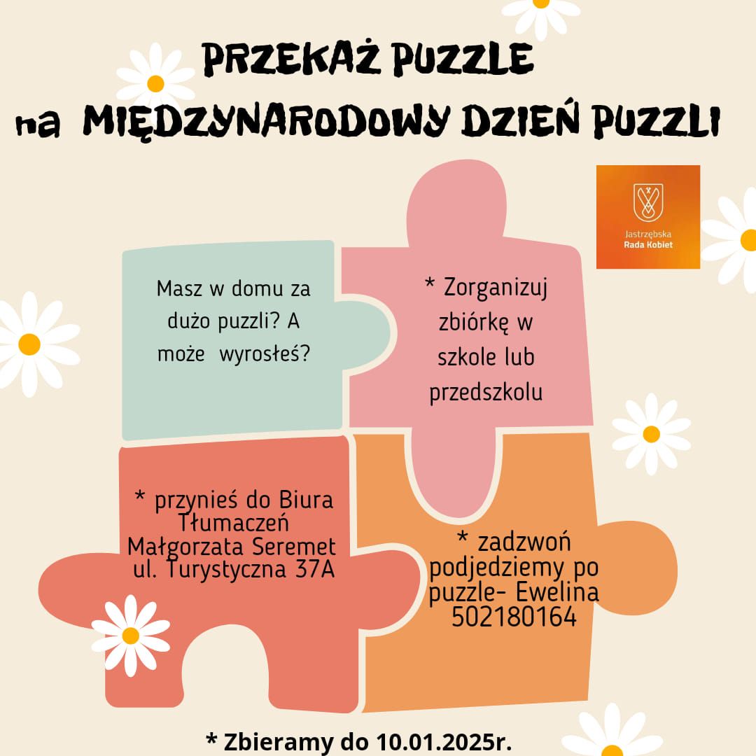 Grafika przedstawia informacje o Międzynarodowym dniu Puzzla