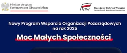 Grafika przedstawia informacje o programie Moc Małych Społeczności