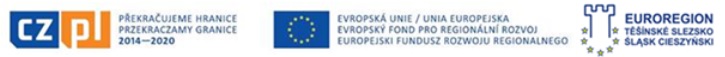 Logotypy Czechy Polska. Przekraczamy granice 2014-2020, Europejski Fundusz Rozwoju Regionalnego, Euroregion Śląsk Cieszyński