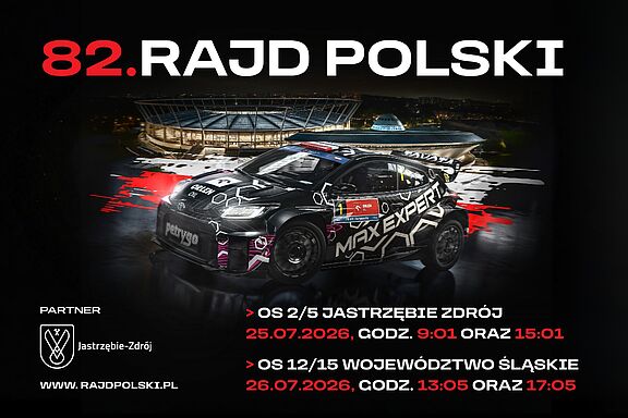 plakat z informacjami na temat Rajdu Polski 