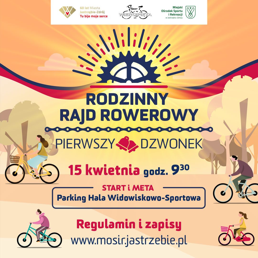 Plakat rajdu rowerowego pierwszy dzwonek.