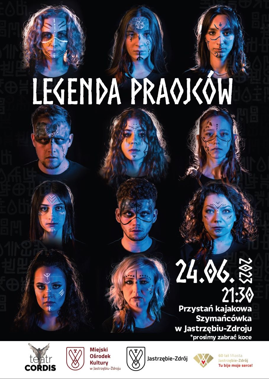 Plakat przedstawia widowisko taneczne na wodzie.