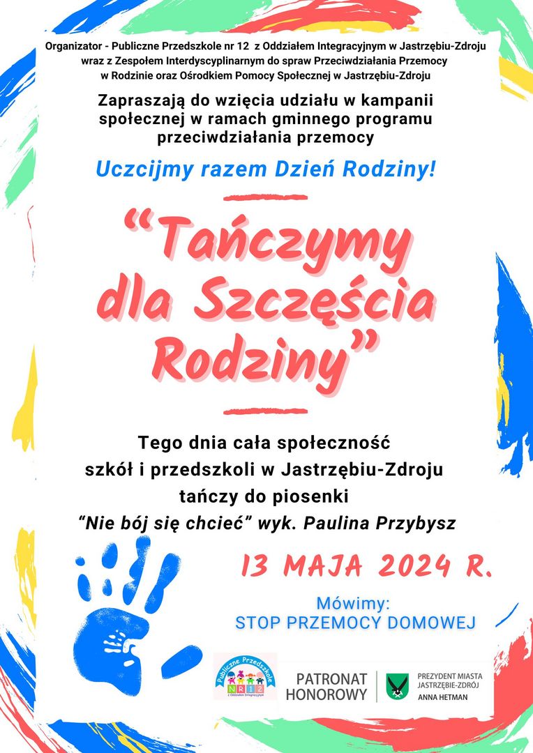 Grafika przedstawia plakat informujący o kampanii "Tańczymy dla Szczęścia Rodziny"