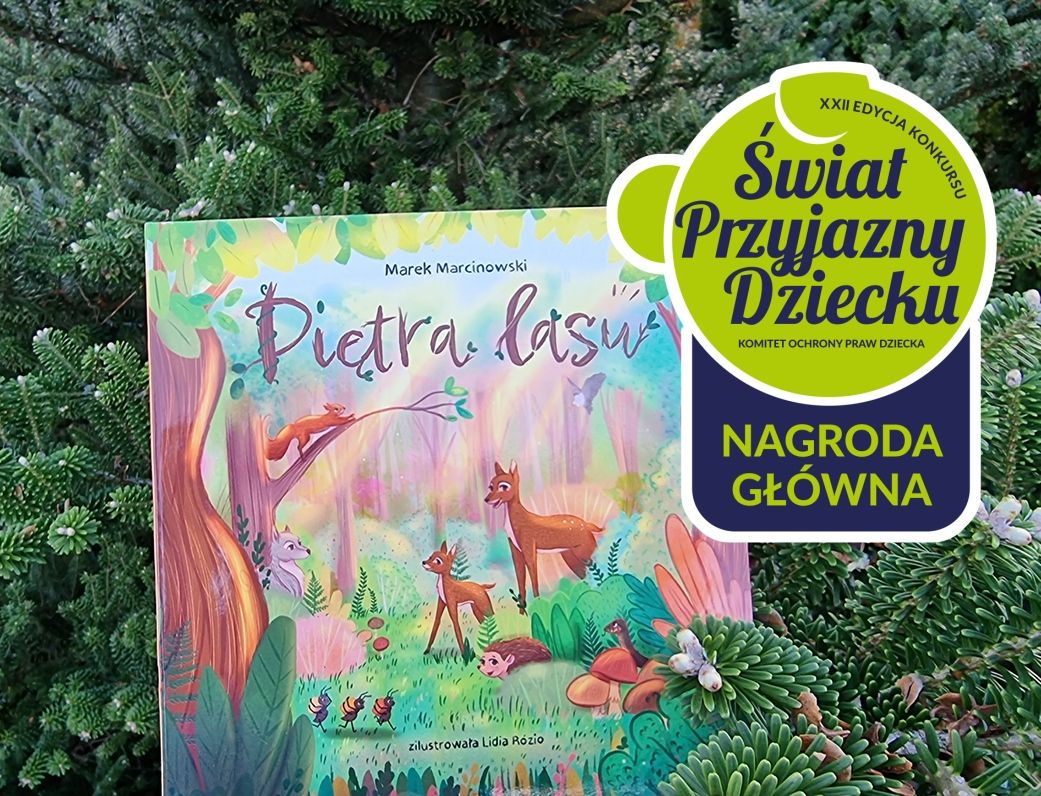 Zdjęcia przedstawia nagrodzoną książkę "Piętra Lasu". 